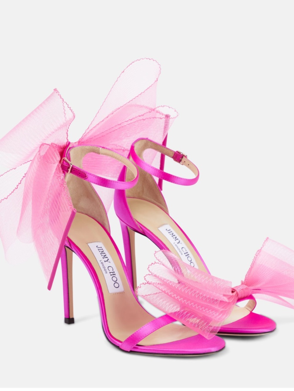 AUTHENTIC JIMMY CHOO AVELINE 100 SIZE 37.5 IN PINK \ FUCHSIA BOW